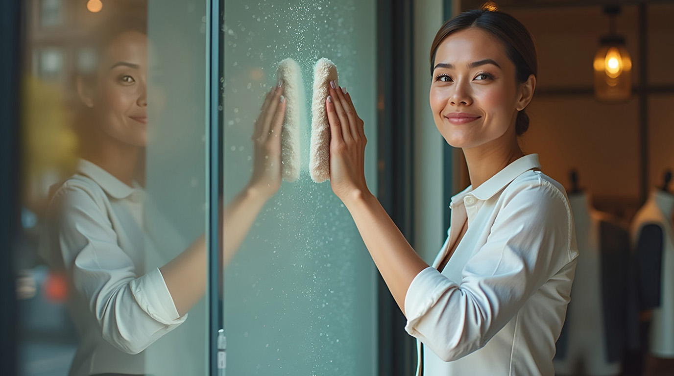 Storefront glass after Atranga Glass Cleaner