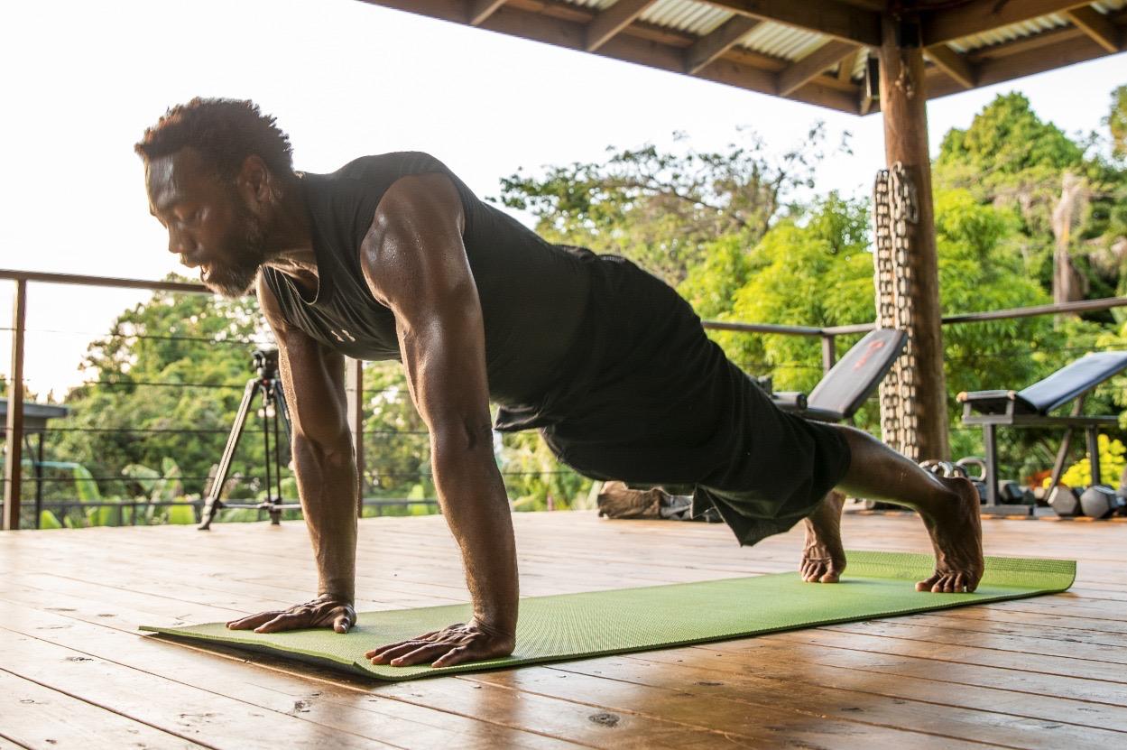 Eugene doing plank exercise